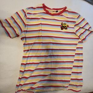 Striped Short Sleeve Tee with Embroidered Patch